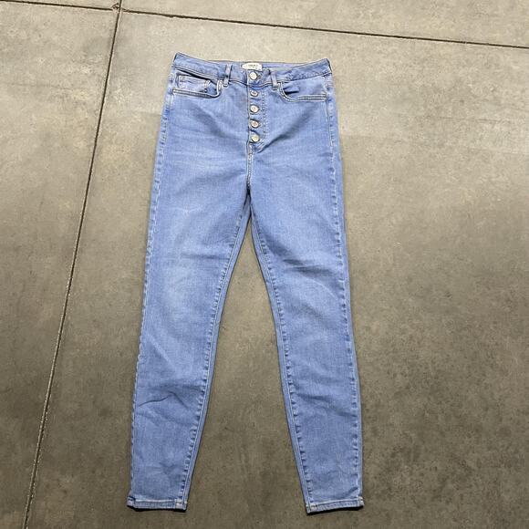 Forever 21 Jeans Womens 27 Light Wash High Rise Button Fly Skinny Denim Ankle - Picture 1 of 6